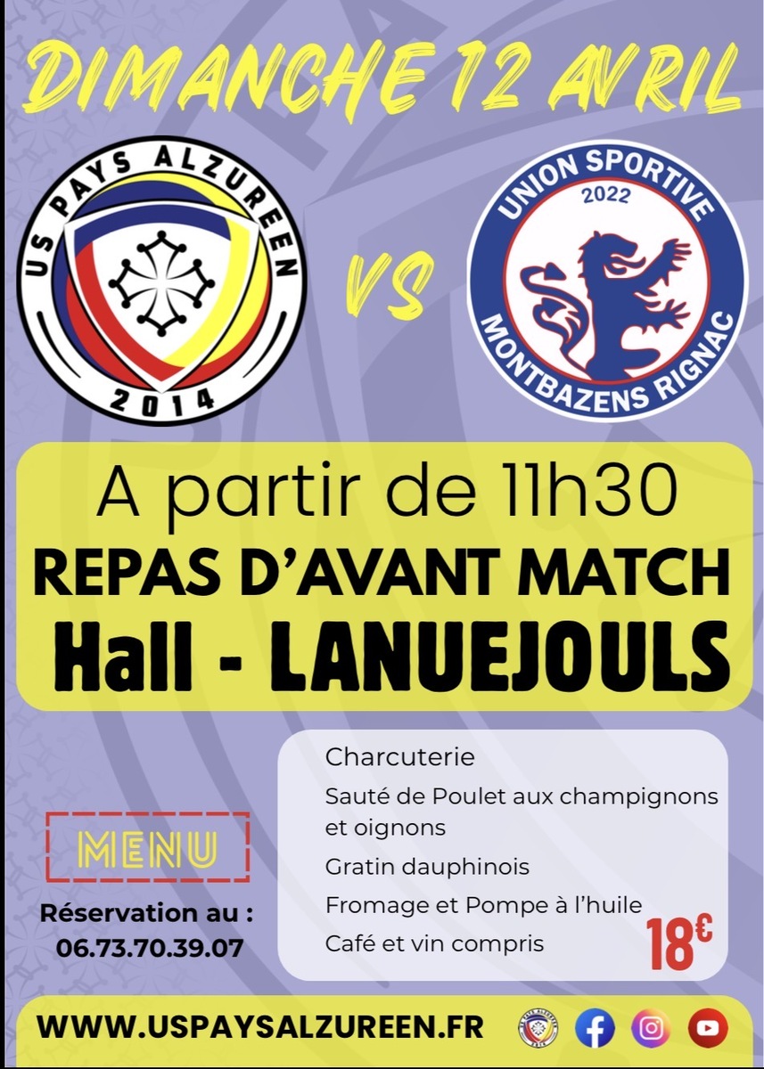 😋 | REPAS D'AVANT MATCH